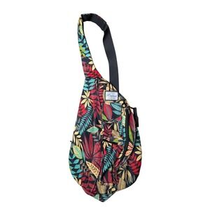 Kamo Tropical Colorful Sling Bag Crossbody Travel Shoulder Bag Floral Leaf Print